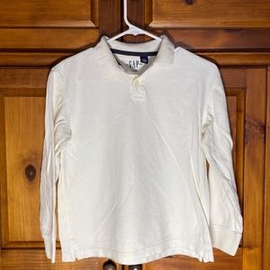 Gap Boys White Long Sleeve Pique Polo